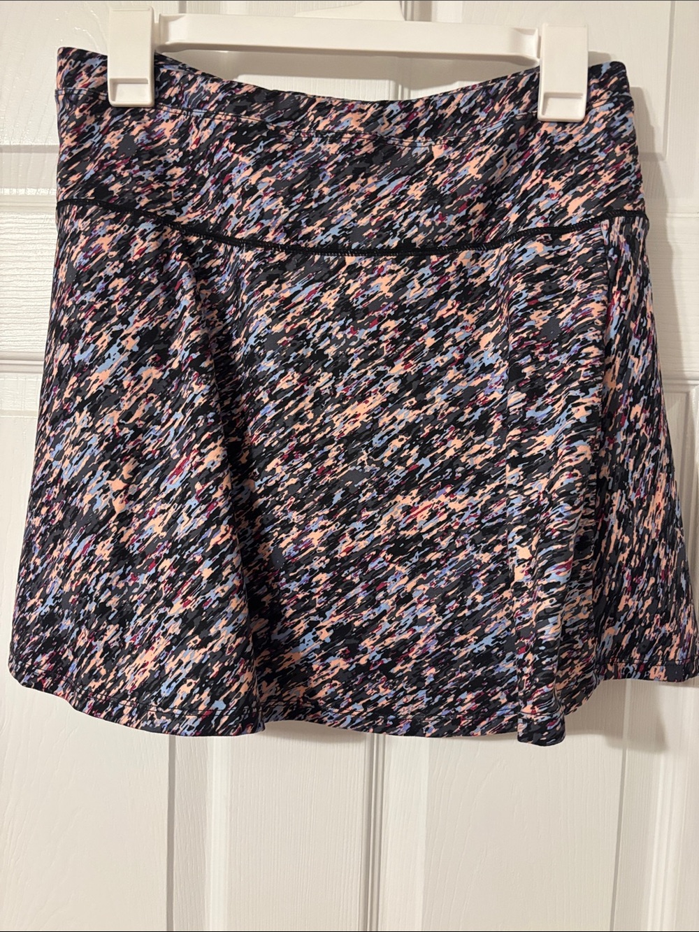 The Academy Brand Abstract A-Line Skirt in Black with Pastel Pink & Blue Accents